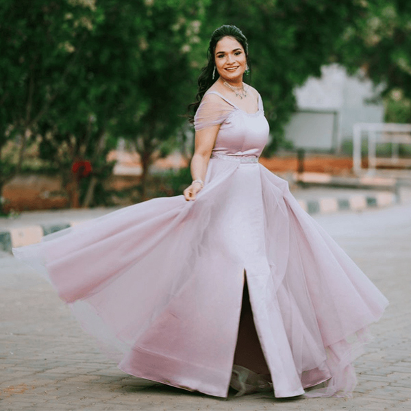 Coloured evening and occasion gowns by Elan Design Studio