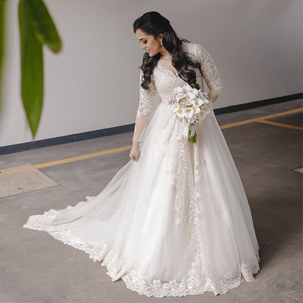 Designer white wedding gown Bangalore